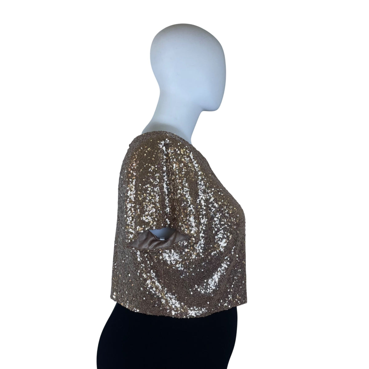 Revelry Womens Rose Gold Sequin Crop Top Short Sleeve Party Style Size 3XL - New