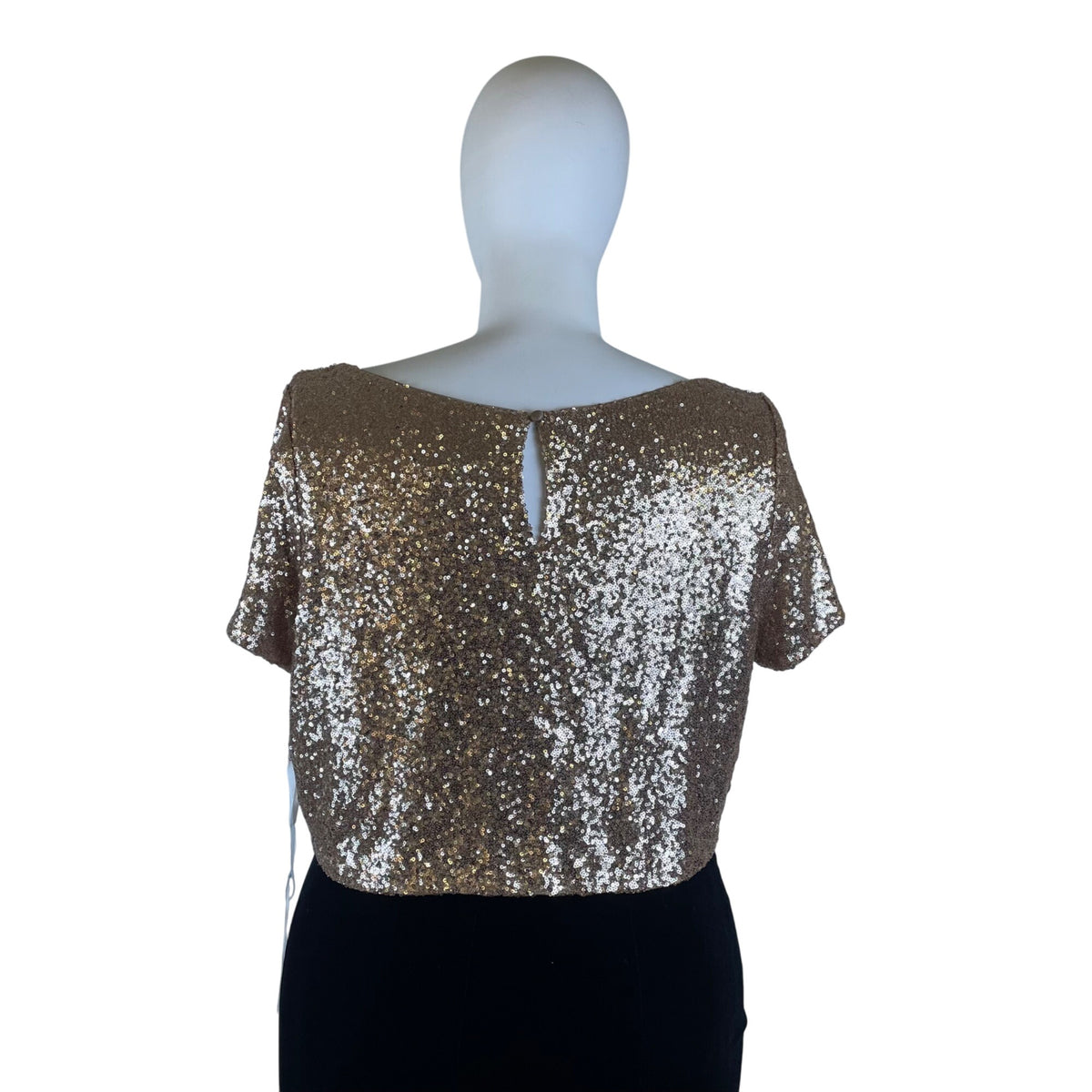 Revelry Womens Rose Gold Sequin Crop Top Short Sleeve Party Style Size 3XL - New