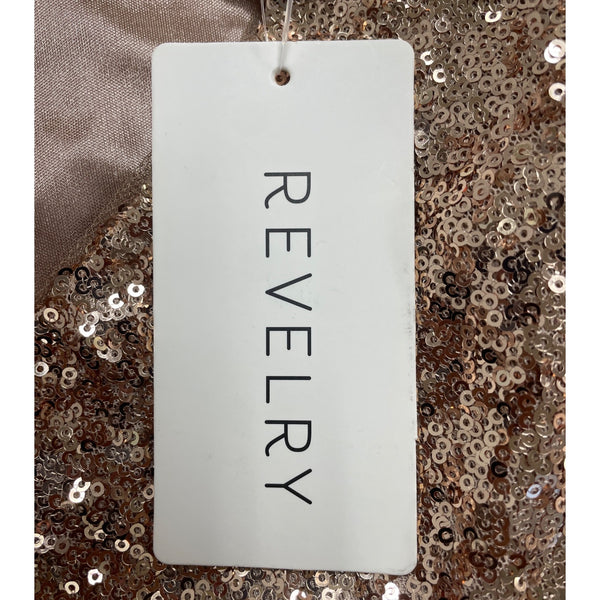 Revelry Womens Rose Gold Sequin Crop Top Short Sleeve Party Style Size 3XL - New