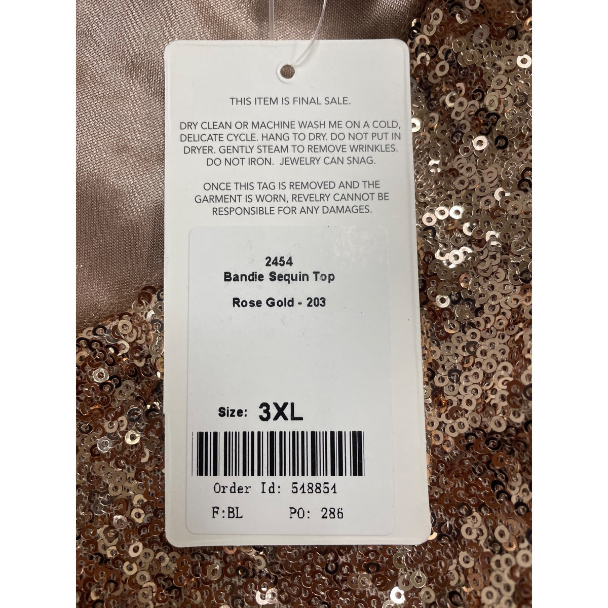 Revelry Womens Rose Gold Sequin Crop Top Short Sleeve Party Style Size 3XL - New