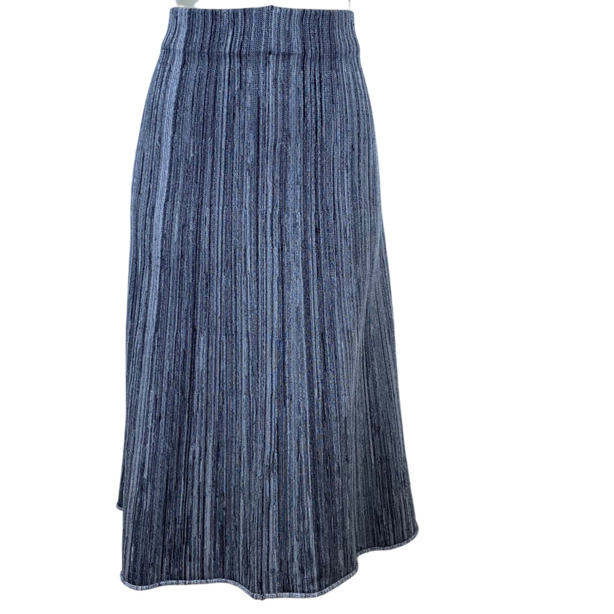 COS Womens Gray & Black Striped Rayon/Nylon Midi Skirt Stretchy Waist