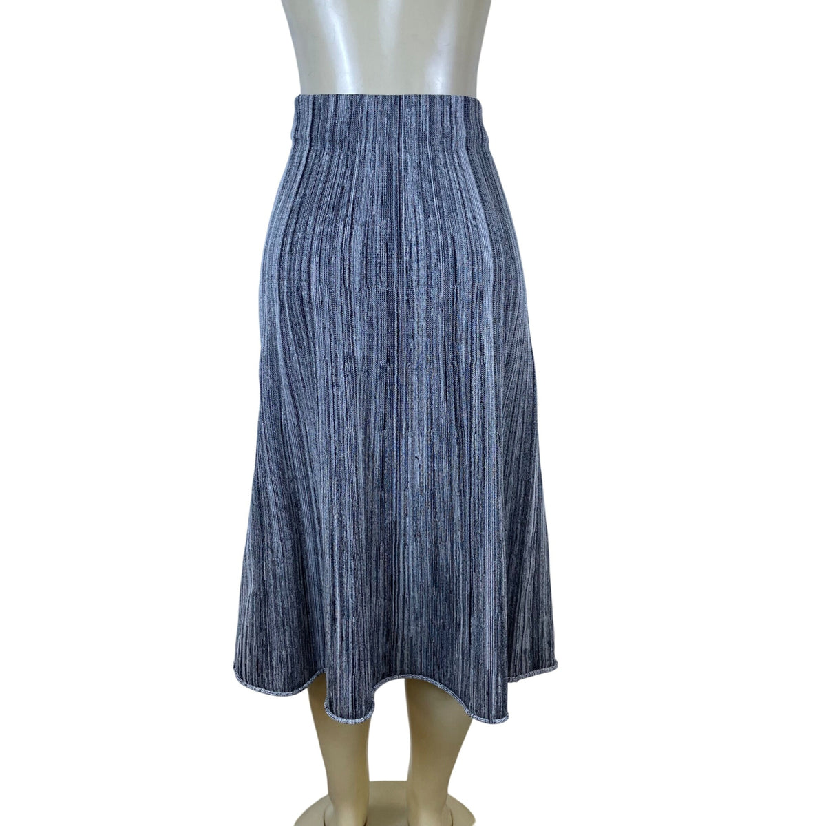 COS Womens Gray & Black Striped Rayon/Nylon Midi Skirt Stretchy Waist