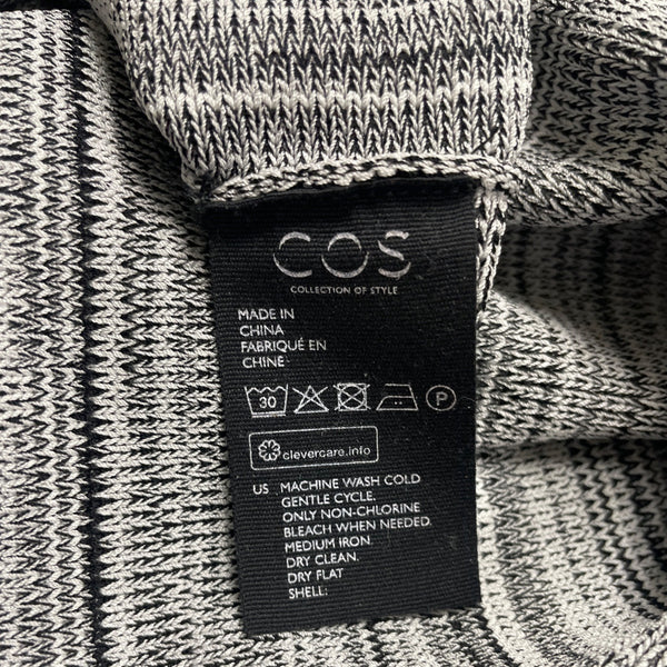 COS Womens Gray & Black Striped Rayon/Nylon Midi Skirt Stretchy Waist