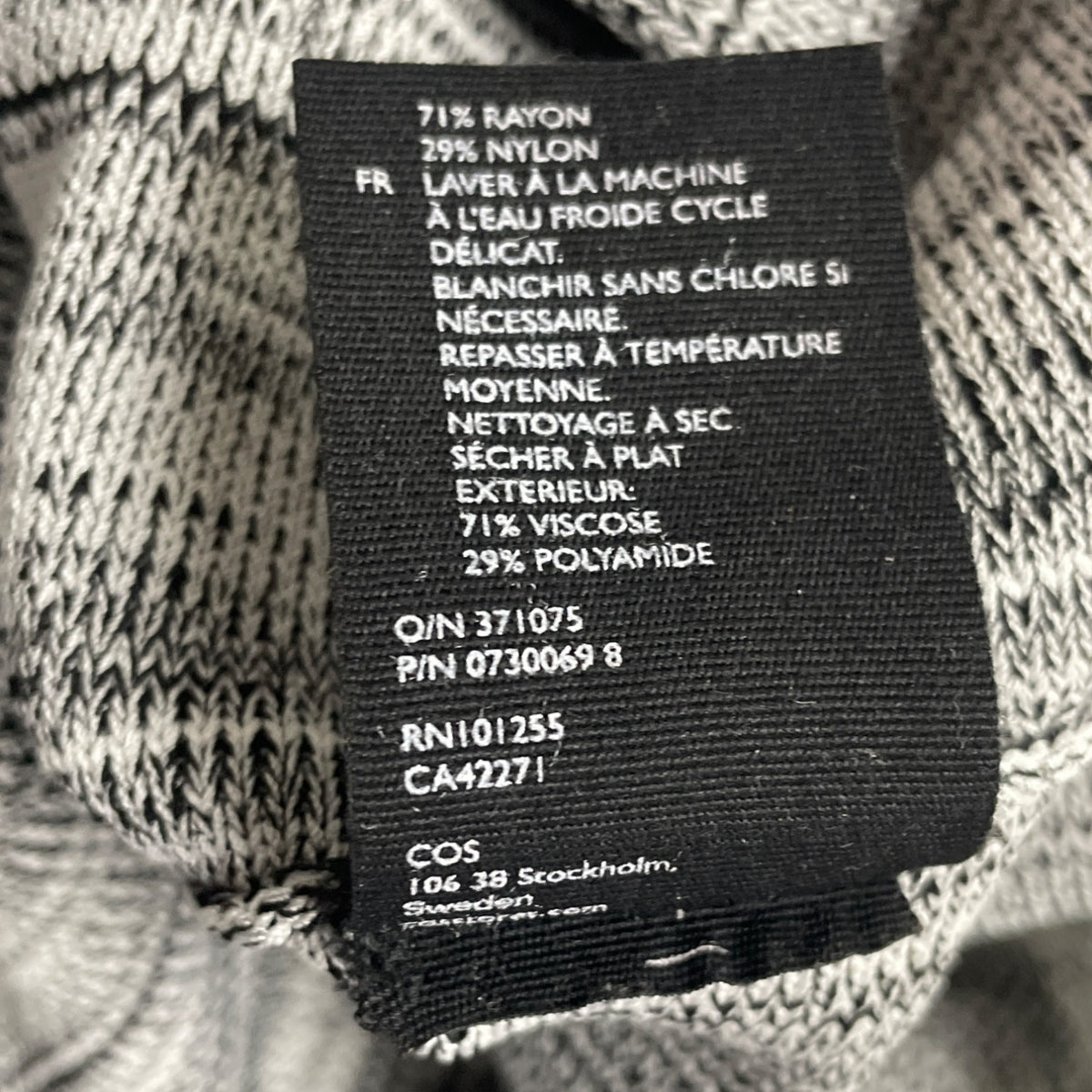 COS Womens Gray & Black Striped Rayon/Nylon Midi Skirt Stretchy Waist