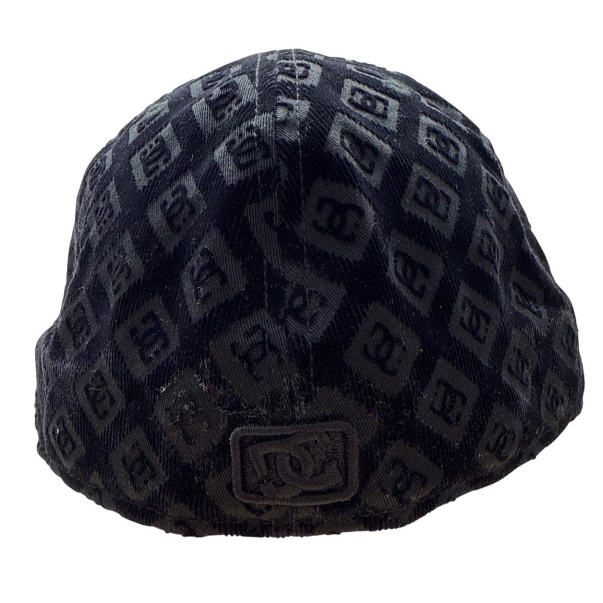 Y2K DC Shoes Black Monogrammed Baseball Cap New Era Embroidered Logo Size 7 3/8