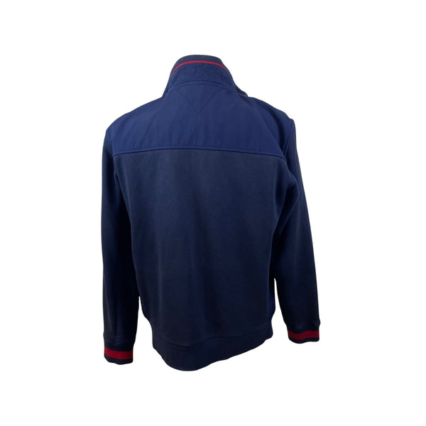 Tommy Hilfiger Men's Navy Full Zip Mock Neck Track Jacket Red Accents XL