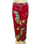 Vintage Maurice Red Wide-Leg Pants With Peacock & Floral Print