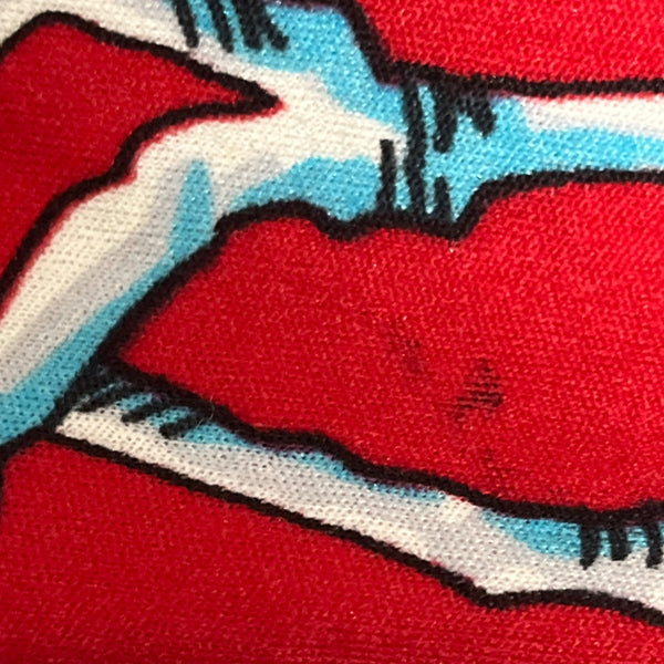 Vintage Maurice Red Wide-Leg Pants With Peacock & Floral Print