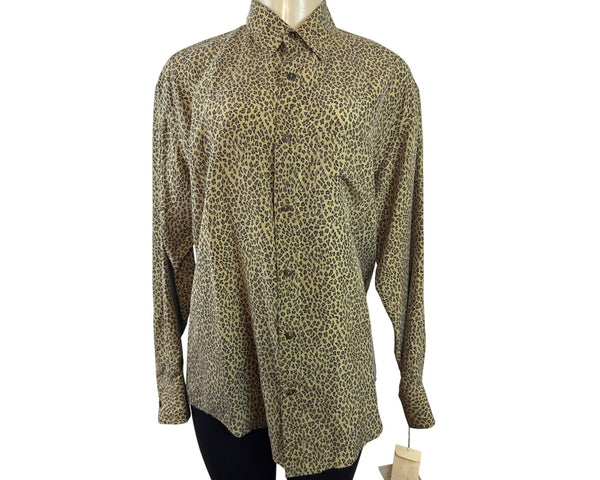 Vintage Anne Pinkerton Women’s Leopard Print Button-Up Shirt Size M - New