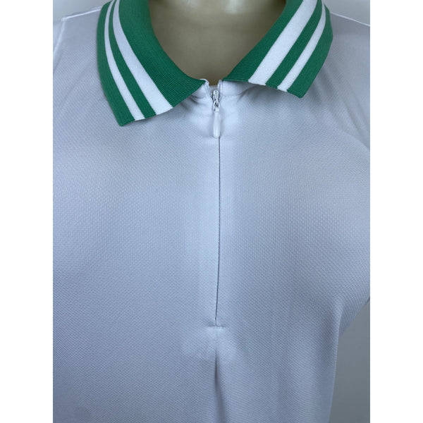 Addison Bay White Tennis Dress Sleeveless Pleated Skirt & Green Collar Sz XXL