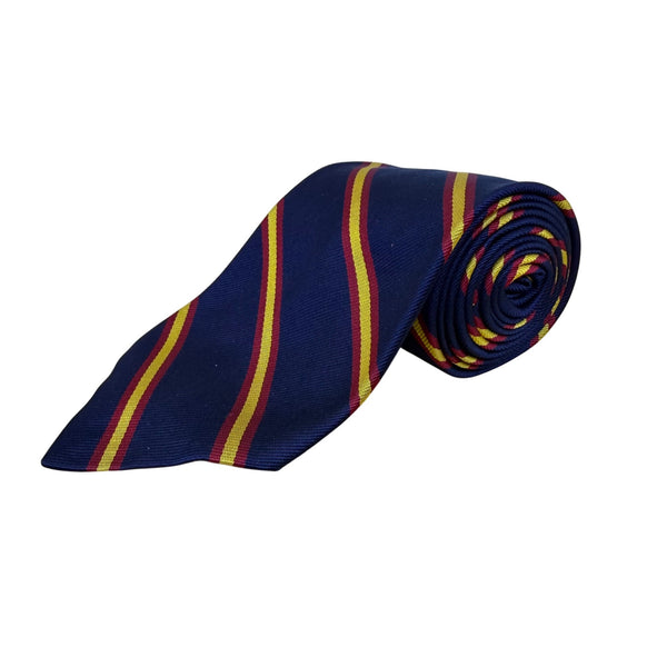 Vintage Brooks Brothers Mens Navy Silk Striped Tie Red & Yellow Pattern Classic