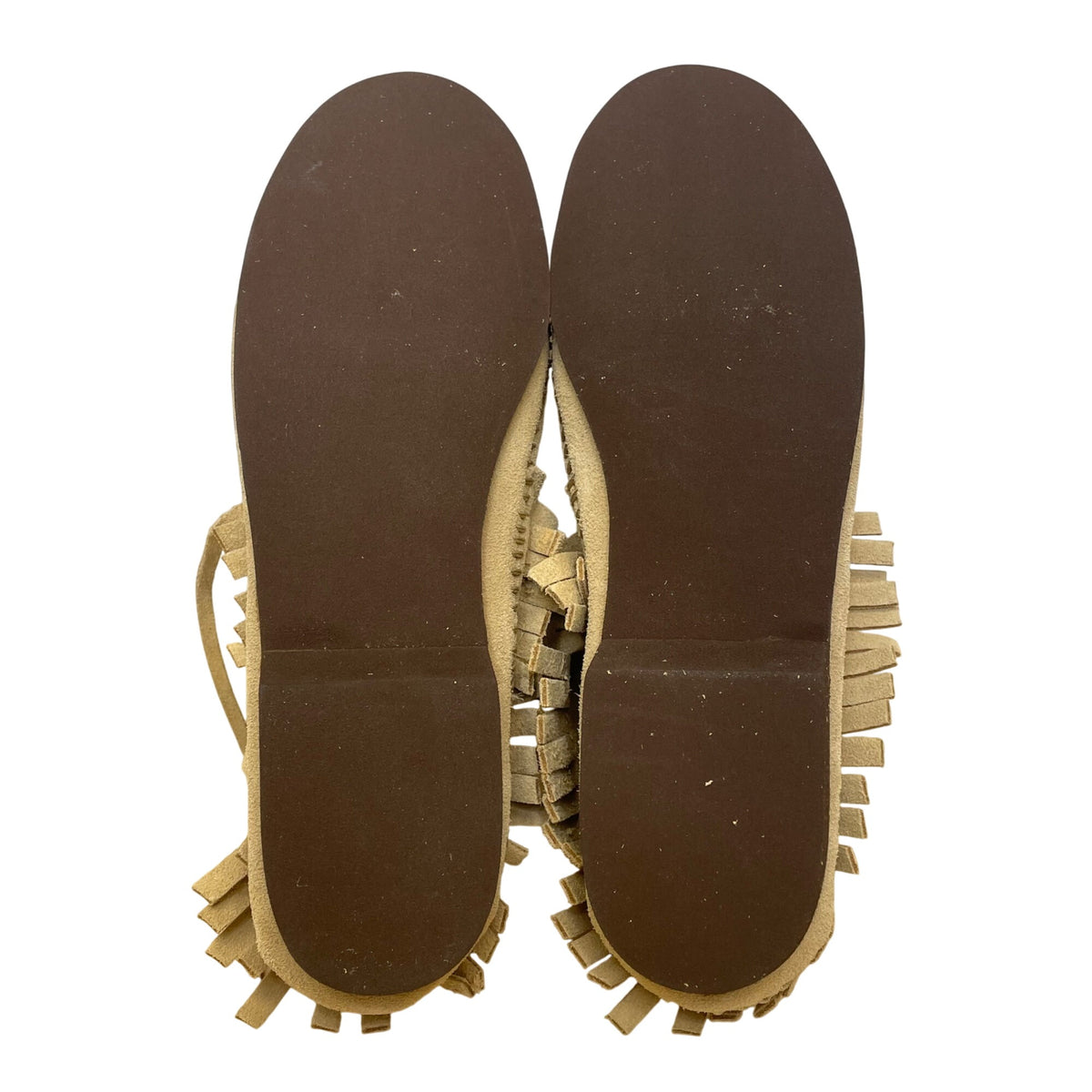 Lake Church Men’s Sand Suede Fringe Hand laced Hard Sole Moccasins Size 7.5