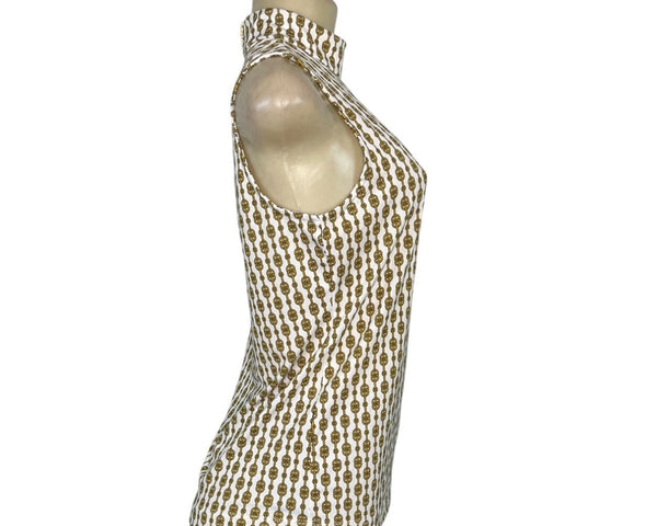 Carolina Belle Womens Sleeveless High-Neck Top With Chain Print Design Size S - New
