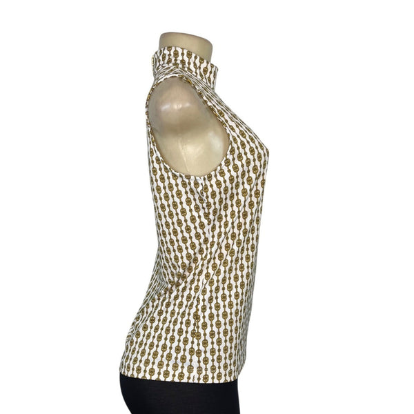 Carolina Belle Womens Sleeveless High-Neck Top With Chain Print Design Size S - New