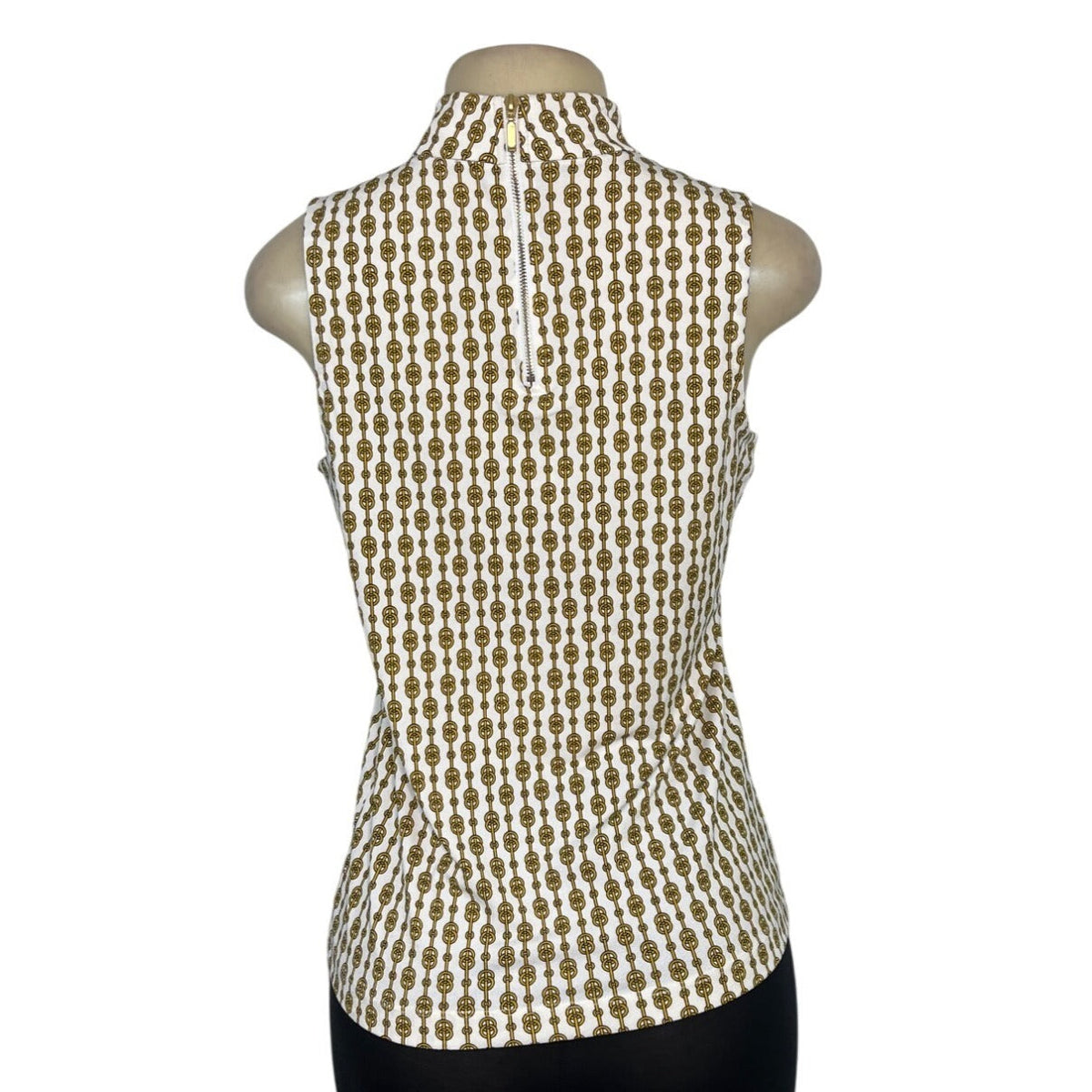 Carolina Belle Womens Sleeveless High-Neck Top With Chain Print Design Size S - New
