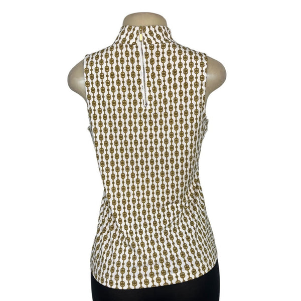 Carolina Belle Womens Sleeveless High-Neck Top With Chain Print Design Size S - New