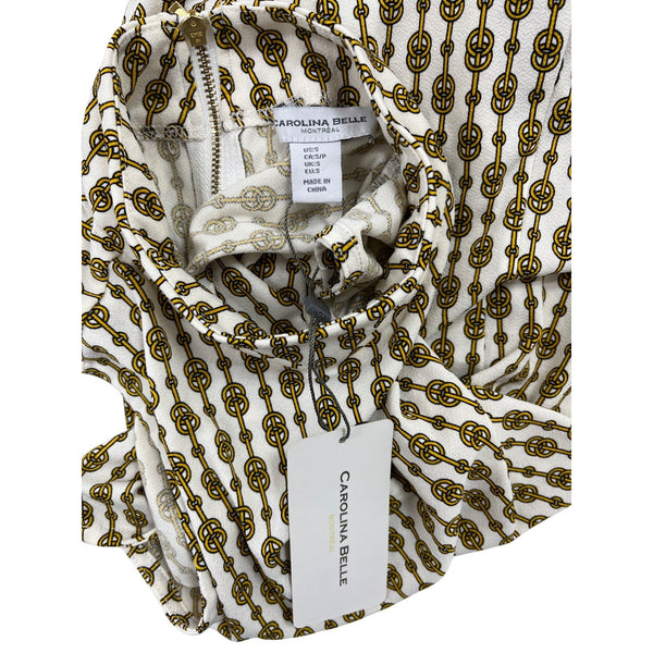 Carolina Belle Womens Sleeveless High-Neck Top With Chain Print Design Size S - New