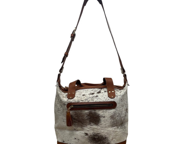 Puro Utz Pin Pin Cowhide & Leather Adjustable Strap Zippered Pocket Bucket Bag