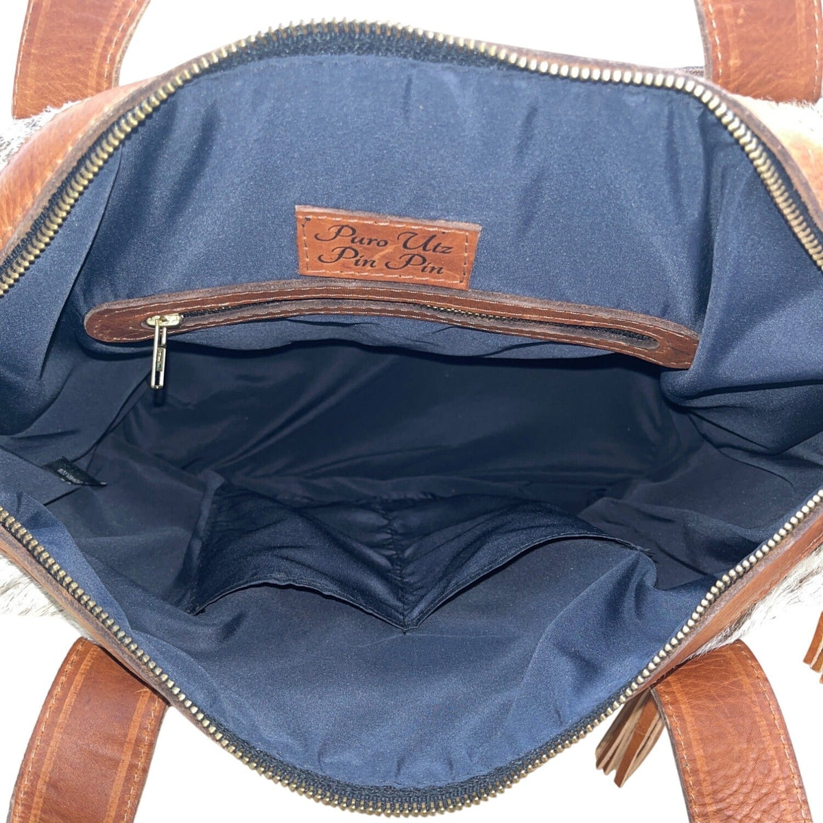 Puro Utz Pin Pin Cowhide & Leather Adjustable Strap Zippered Pocket Bucket Bag