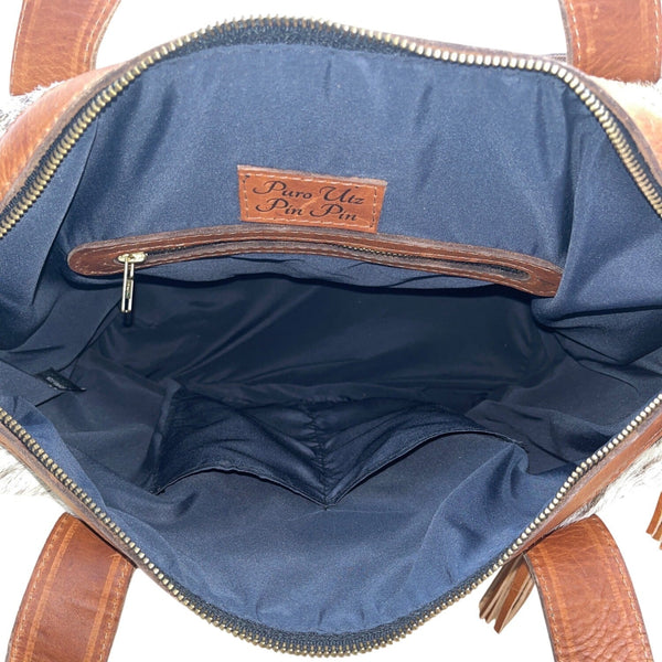 Puro Utz Pin Pin Cowhide & Leather Adjustable Strap Zippered Pocket Bucket Bag