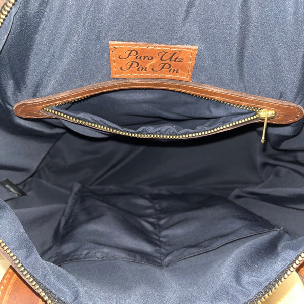 Puro Utz Pin Pin Cowhide & Leather Adjustable Strap Zippered Pocket Bucket Bag