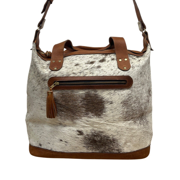 Puro Utz Pin Pin Cowhide & Leather Adjustable Strap Zippered Pocket Bucket Bag