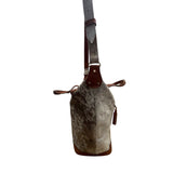Puro Utz Pin Pin Cowhide & Leather Adjustable Strap Zippered Pocket Bucket Bag