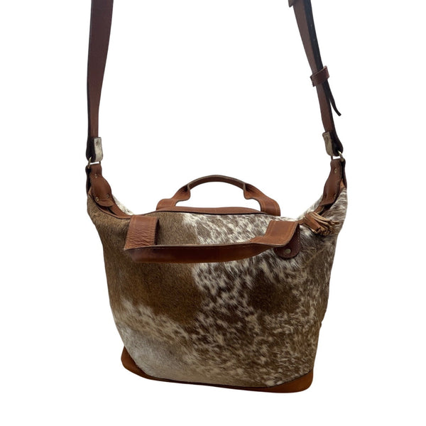 Puro Utz Pin Pin Cowhide & Leather Adjustable Strap Zippered Pocket Bucket Bag