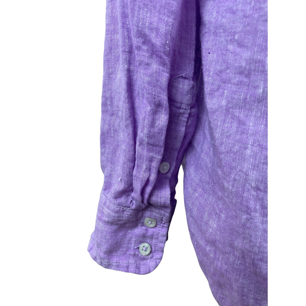 Talbots Womens Purple Linen Button-Front Long Sleeve Blouse Size M