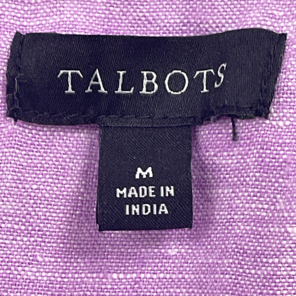 Talbots Womens Purple Linen Button-Front Long Sleeve Blouse Size M