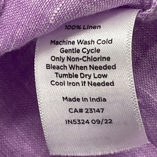 Talbots Womens Purple Linen Button-Front Long Sleeve Blouse Size M