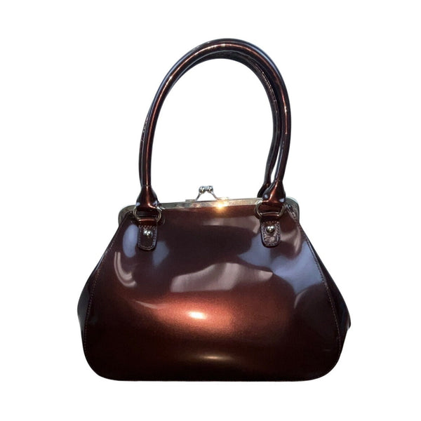 Beijo Brown Leather With Matching Coin Purse Set Twist Lock Women Handbag Size M