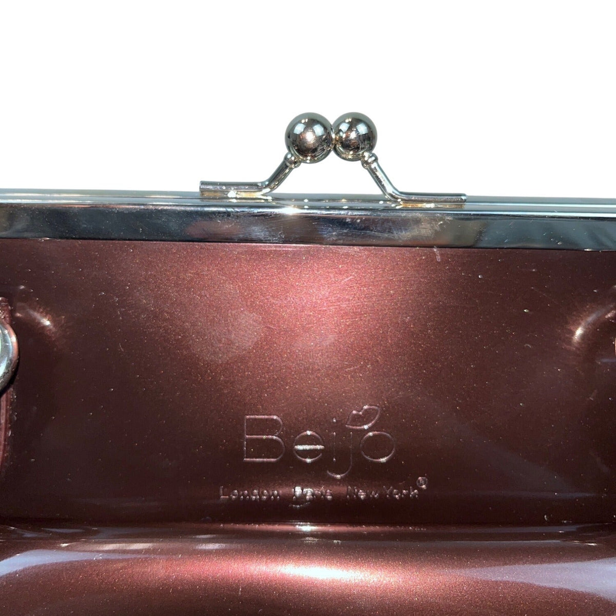 Beijo Brown Leather With Matching Coin Purse Set Twist Lock Women Handbag Size M