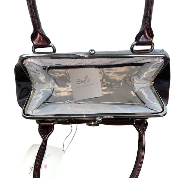 Beijo Brown Leather With Matching Coin Purse Set Twist Lock Women Handbag Size M