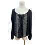 Max Studio Womens Embroidered Boho-Style Peasant Blouse Black & White Sz XL
