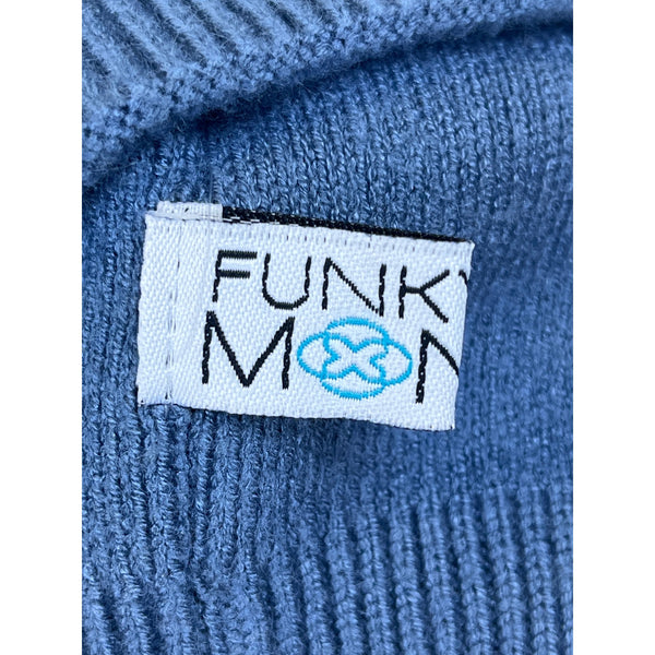 Funky Men’s Blue Knit Beanie Soft Warm Winter Hat Acrylic Stretch Fit