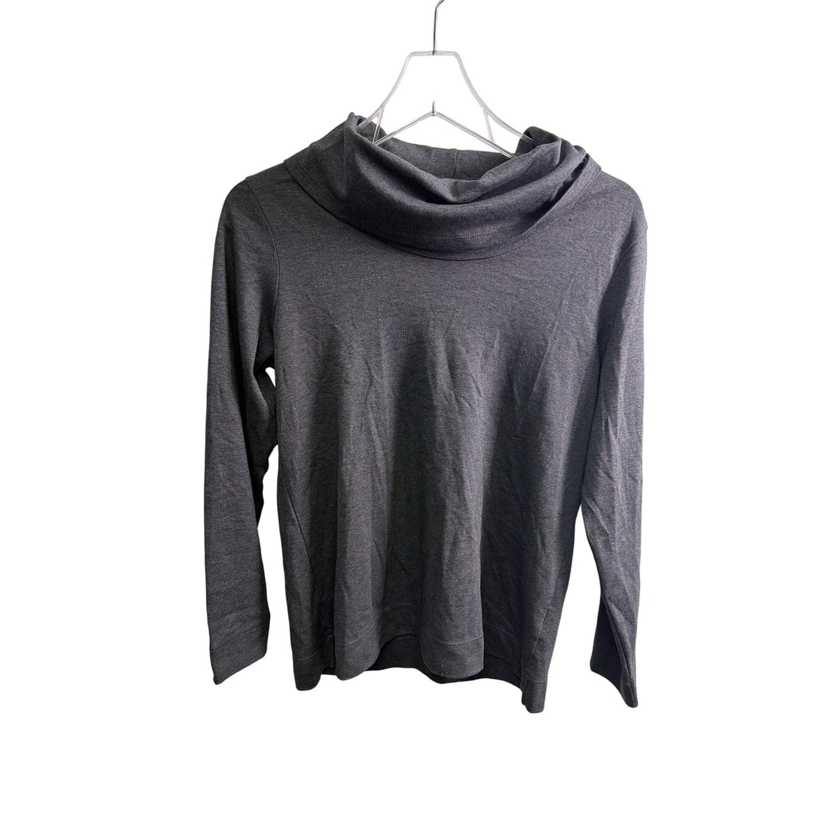 L.L. Bean Womens Dark Gray Supima Cotton Cowl Neck Long Sleeve Top Small Petite