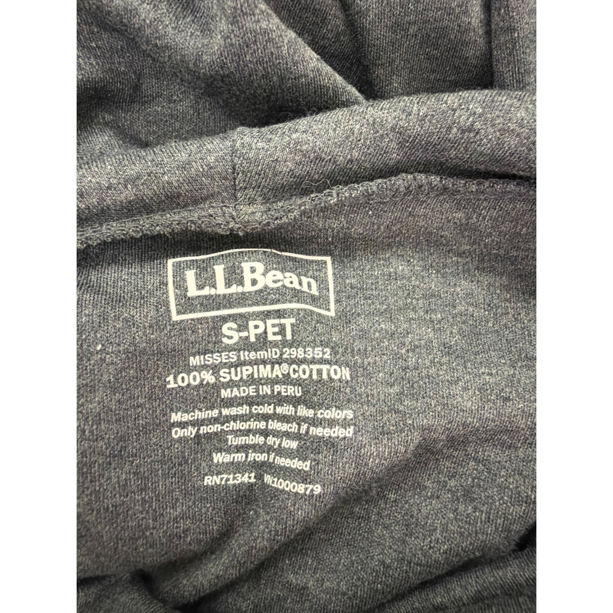 L.L. Bean Womens Dark Gray Supima Cotton Cowl Neck Long Sleeve Top Small Petite