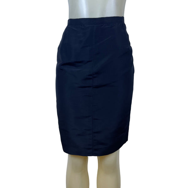 Oscar De La Renta Womens Black Silk Pencil Skirt Italy Office Wear Size 8