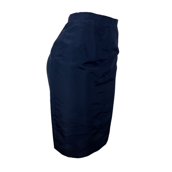 Oscar De La Renta Womens Black Silk Pencil Skirt Italy Office Wear Size 8