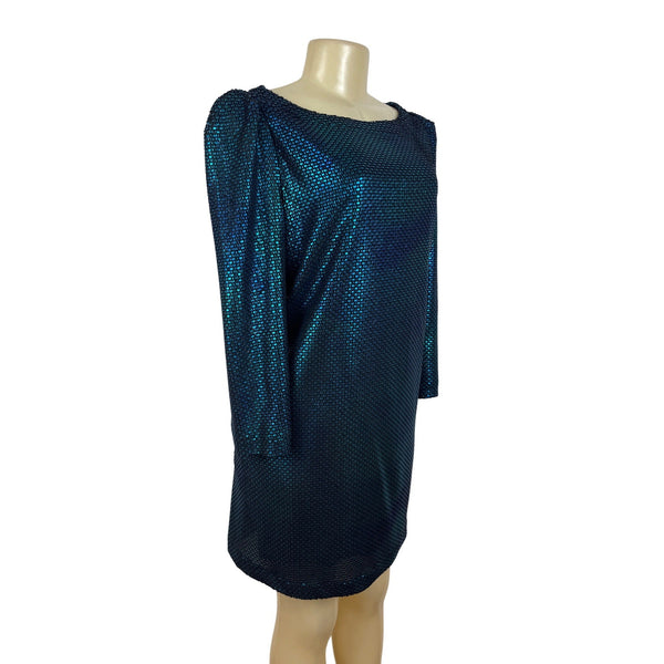 Vintage Iridescent Blue Sequin Dress By Free people