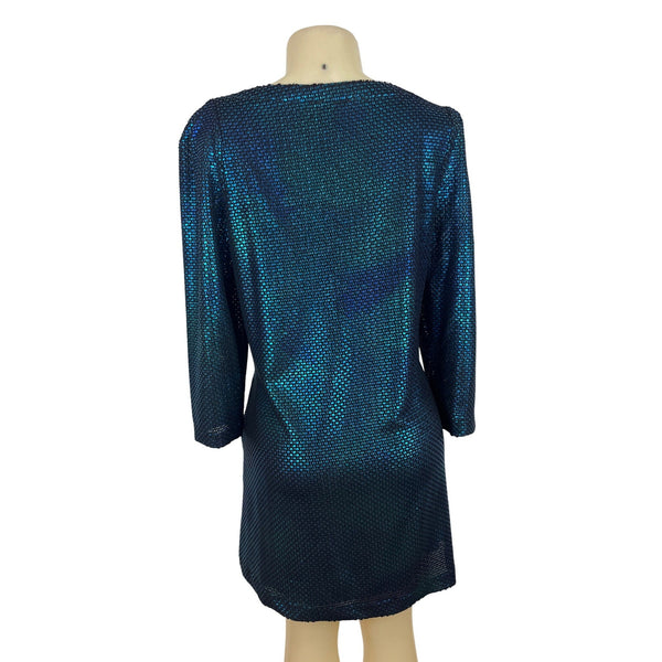 Vintage Iridescent Blue Sequin Dress By Free people