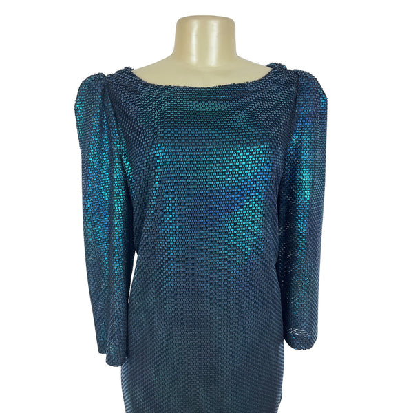 Vintage Iridescent Blue Sequin Dress By Free people
