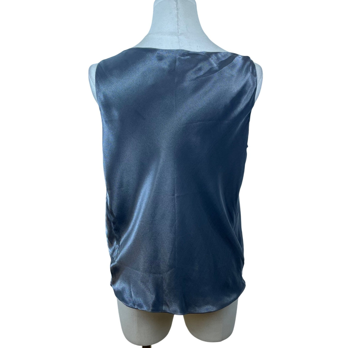 Dusan Womens Gray 100% Silk Sleeveless Draped Neck Blouse Size L