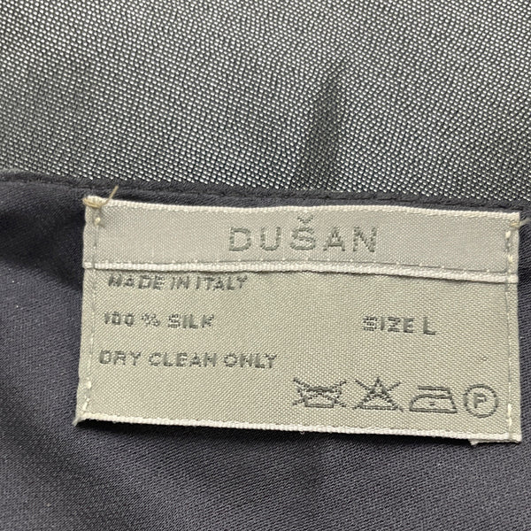 Dusan Womens Gray 100% Silk Sleeveless Draped Neck Blouse Size L