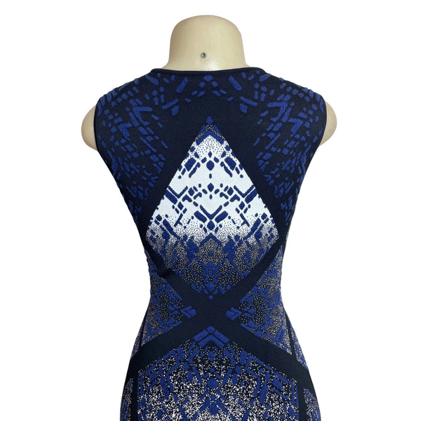 BCBGMAXAZRIA Sleeveless Bodycon Mini Dress With Bold Geometric Pattern Size S