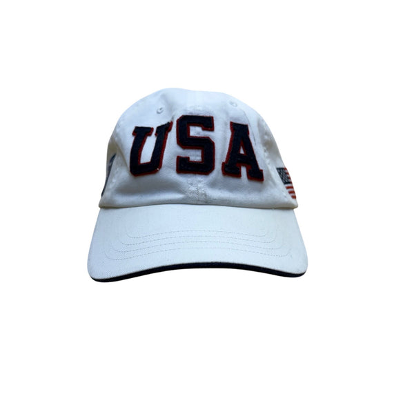 Team USA Unisex White Cotton Baseball Hat Embroidered Patriotic Adjustable Cap