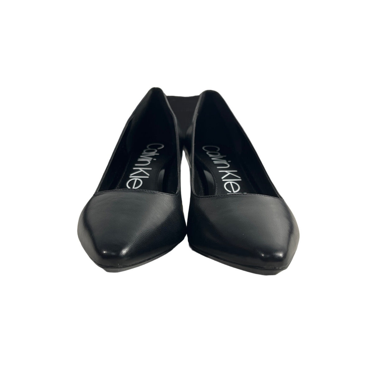 Calvin Klein Women's Black Leather Nita Kid Skin Block Heels Sz 9.5 - NWB