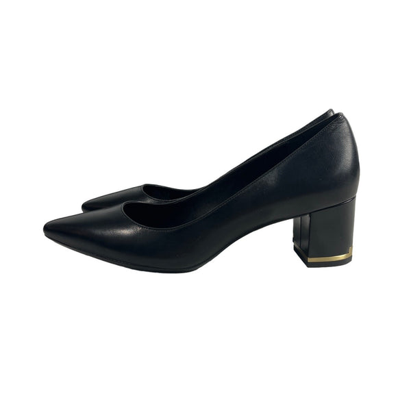 Calvin Klein Women's Black Leather Nita Kid Skin Block Heels Sz 9.5 - NWB