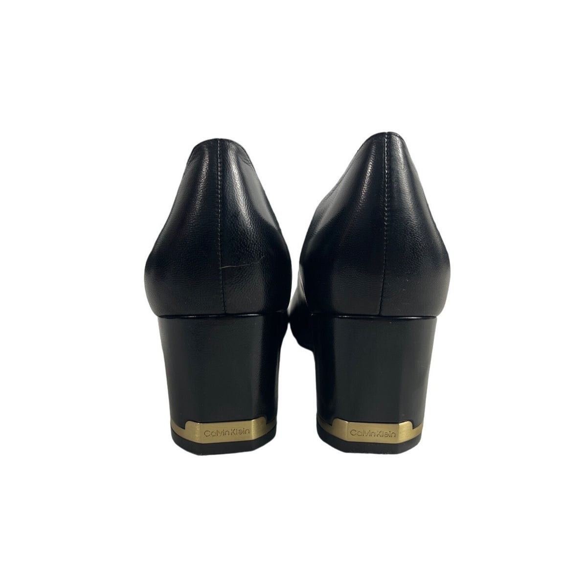 Calvin Klein Women's Black Leather Nita Kid Skin Block Heels Sz 9.5 - NWB